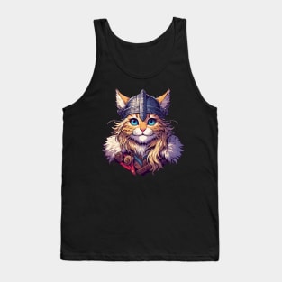 Cute Viking Warrior Cat Norse Mythology Anime Portrait Tank Top